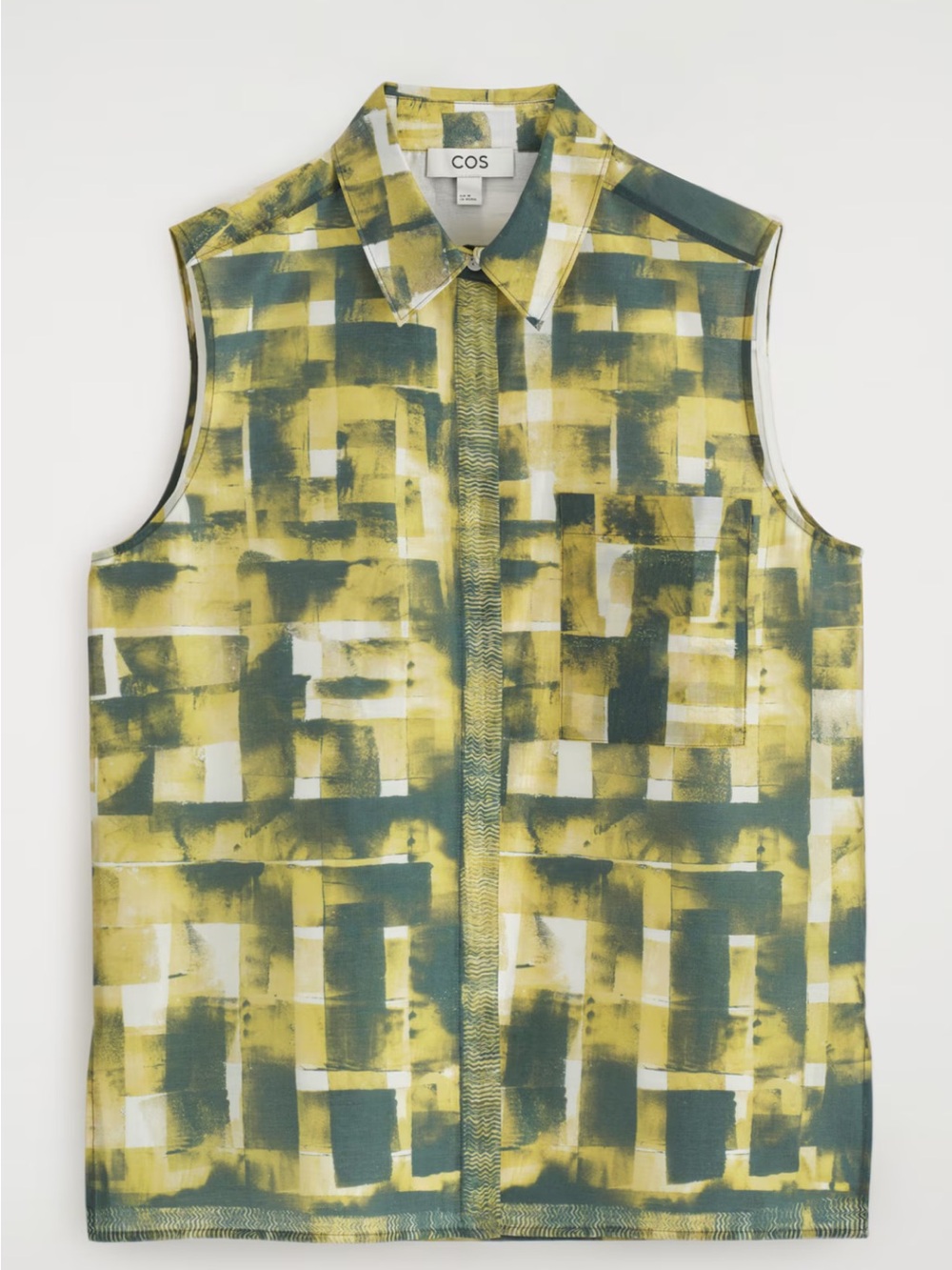 COS Printed Button-Front Shirt in Yellow and Green